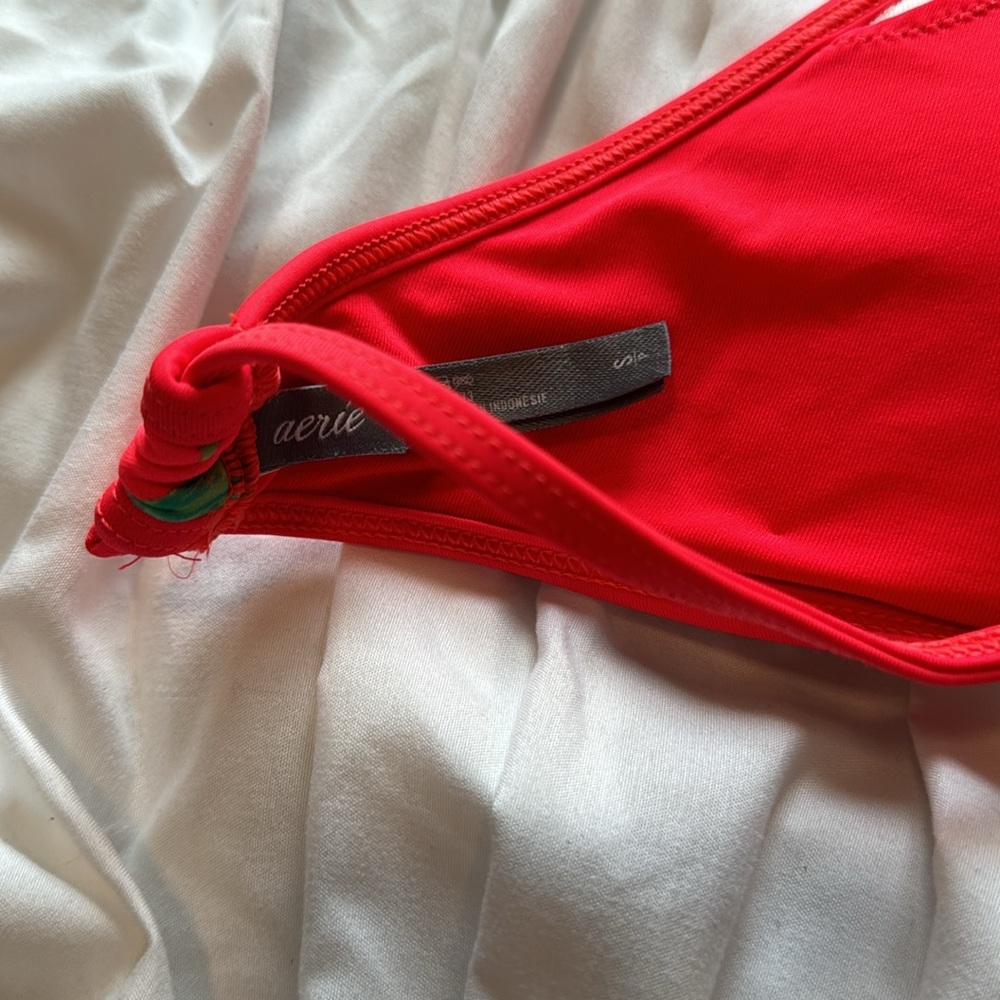 Aerie bikini women’s small/medium floral coral tie top classic bottoms with pads - Picture 4 of 4